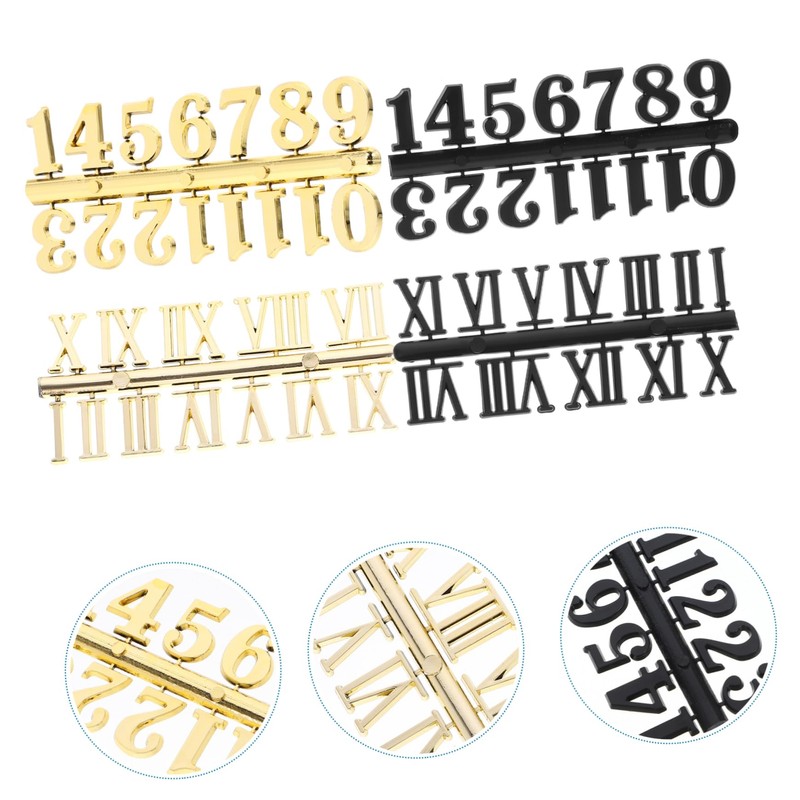 TEHAUX 4 Sets DIY Clock Numbers of Roman Arabic Style