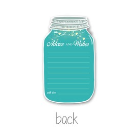 Advice and Wishes Cards 50 Set Mason Jar Shaped Baby Shower Graduation Wedding Party Supplies Favors, Double-Sided 5 x 7