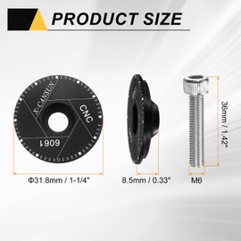 sourcing map 1 1/4" OD Bicycle Headset Stem Top Cap Aluminum Alloy Cycling Headset Cover Stem with M6 Bolt for Mountain Bike Road Bike MTB, Black