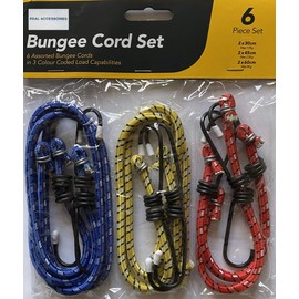 Set of 6 Elastic Bungee Cords Bungee Straps Assorted Lengths Heavy Duty Bungee Ropes for Caravan Camping RVs Trunks Luggage Racks (Includes 2pcs x 60cm, 2pcs x 45cm, 2pcs x 30cm)