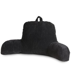 A Nice Night Reading Pillow Bed Wedge Large Adult Children Backrest with Arms Back Support for Sitting Up in Bed/Couch for Lounging Bedrest,Waffle Stereoscopic Design,Black