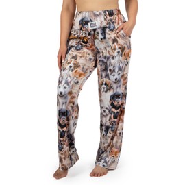 BRIEF INSANITY Lounge Pajama Pants for Men and Women | Cute All Over Puppy Dog Design Bottoms - Comfy, Ultra Soft, Novelty Loungewear Pants (Pet Your Dog, Large)