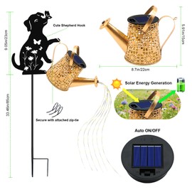 Solar Watering Can Lights, Dog Hanging Lantern Solar Lights Outdoor, Dog Lover Gifts for Mom Women Birthday Mother's Day Christmas, Waterproof Garden Decor Outside Patio Yard Pathway Backyard