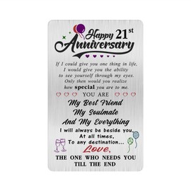 Alotozo 21 Year Wedding Anniversary Card - 21 Years Anniversary Card for Him Her - Happy 21st Wedding Anniversary Cards Gifts for Husband Wife