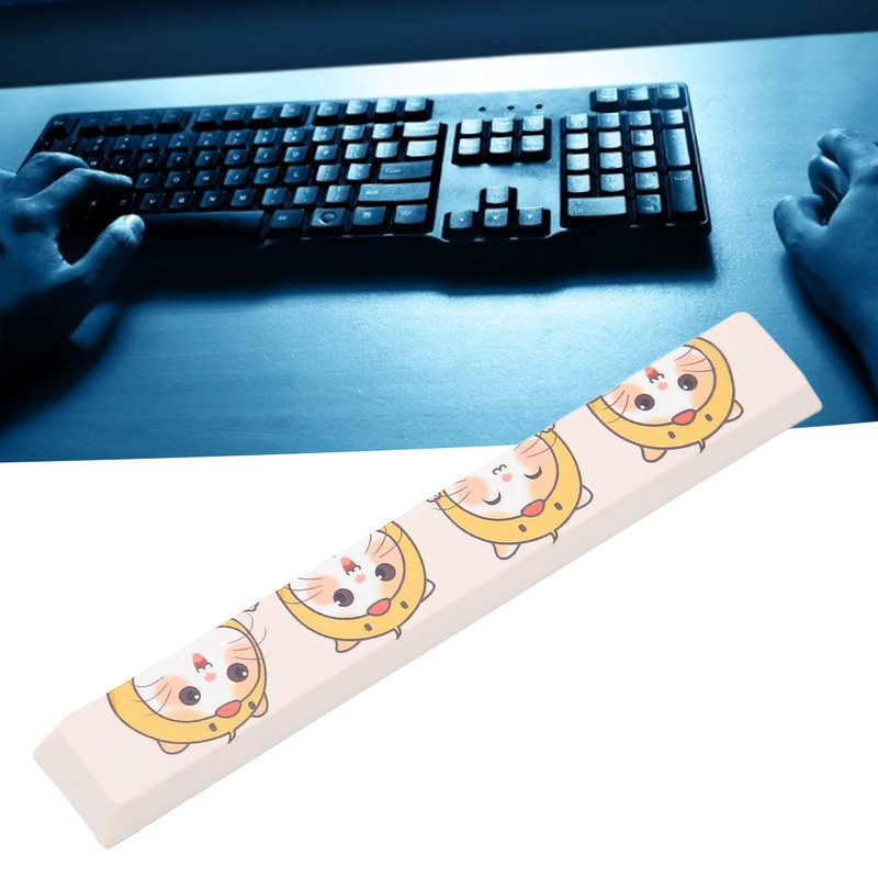 Spacebar Keycap PBT Cute Cartoon Cat Pattern DIY Universal Mechanical