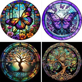 RYMILIE Paint by Numbers for Adults and Kids Beginner, 4 Pack Painting by Number Kits On Canvas, Without Frame DIY Butterfly Life TreeOil Painting Acrylic Paints, Home Wall Decor Gift 16x16inch