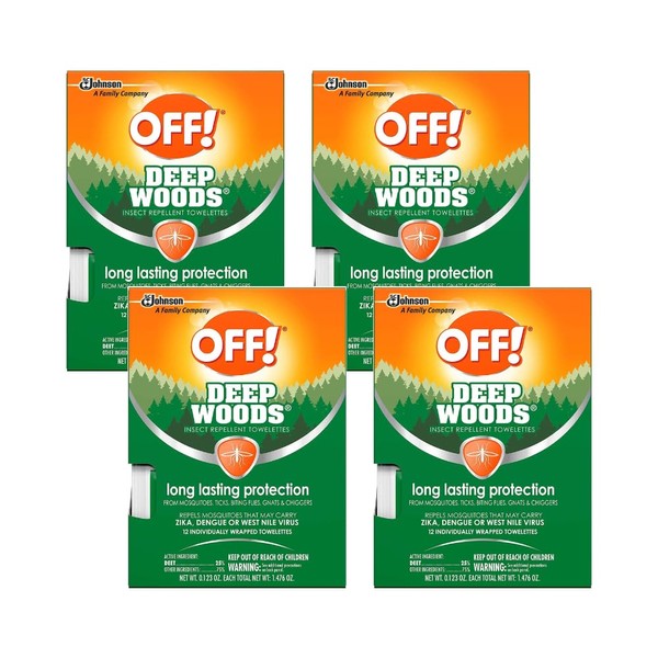 OFF! Deep Woods Insect Repellent Towelettes 12 Count, (Pack of 4)