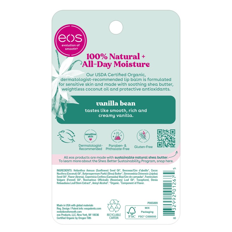 eos 100% Natural & Organic Lip Balm Sticks - Vanilla