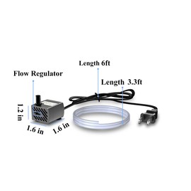 alizzy 3W 48GPH 2ft High Lift Ultra Quiet Mini Submersible Pump, Mini Water Pump with Tubing, Durable Small Fountain Pump, Plastics Adjustable Pump for Aquarium, Fish Tank, Pond, Hydroponics, Statuary