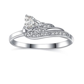 YMHOP Angel Wings Ring CZ Sterling Silver Feather Rings Size 7