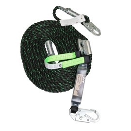 AFP 100 FT Vertical Lifeline Assembly w/Rope Grab Snap Hooks & Shock Absorber, ANSI & OSHA Rated Fall Protection Roofing Safety Equipment