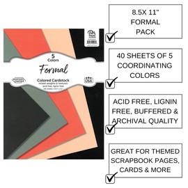 Accent Design Paper Accents Cardstock Variety Pack 8.5x11" 40 Sheets – Formal Colored Cardstock, Card Stock, Construction Paper for Scrapbooking, DIY, and Art Projects