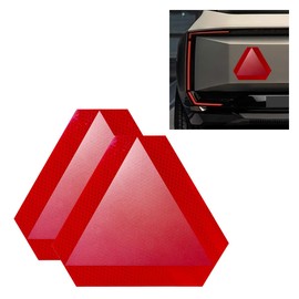 2PCS Slow Moving Vehicle Triangle Sign, 7" x 8" Reflective Car Safety Sticker Decal, Diamond Grade Slow Moving Safety Signs for Golf Cart Outdoor Use (2PCS)