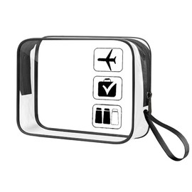 ShiQiao Spl Clear Travel Makeup Bag for Women Men Transparent Toiletry Organiser Pouch with Handle Clear Cosmetic Case Bags with Zipper Waterproof Makeup Pouch Beach Toiletry Bag Travel Accessories