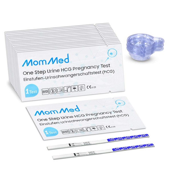 Pregnancy Test, 25 Hcg Pregnancy Test Strips with Free 25 Urine Cups, Rapid and Accurate Results, Women Home Testing, Early Pregnancy Tests