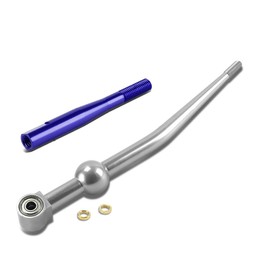 Auto Dynasty Compatible with Civic/Del Sol/CRX/Integra Single Bend Short Throw Shifter (Silver) + 3.5 Inches Extension Kit (Blue)