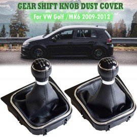 Yoegerery 5/6 Speed Car Gear Shift Knob Boot Gearstick Gaiter Kit Manual/Auto Gear Shifter Boot Cover Replacement for V-W Golf 6 VI MK6 Jetta 5 Golf 5 V MK5 (5 Speed)