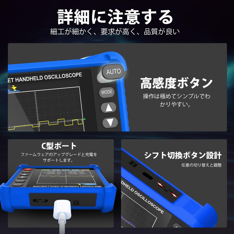 INFURIDER Oscilloscope 500kHz Bandwidth Portable Haoscilloscope, 2.8" TFT Handheld Digital