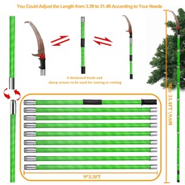 Heytaful Manual Pole Saw 30 FT Extendable Tree Pruner High Branches Trimming for Pruning Palms and Shrubs with Long Handle (Yellow)