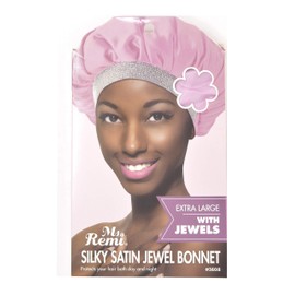 Silky Satin Jewel Bonnet Extra Large Pink