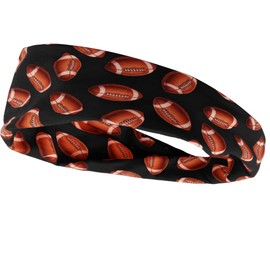 Vovii Women's Football Pattern Wide Headband Sporty Black Athletic Hair Band Sweat Absorbing Elastic Head Wrap Perfect for Running Training and Sports Games Accessories