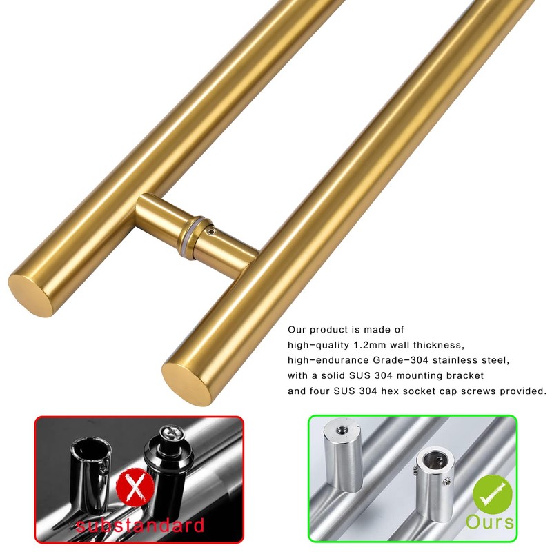 HMXBTO 12-inch/304 Stainless Steel Sliding Barn Door Handle, H-Shaped Commercial