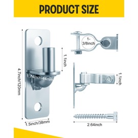 2 Pair 1-3/8'' Wall Mount Gate Hinges, Heavy Duty Gate Hinges Outdoor Hinge, Metal Chain Link Fence for Farm Fence Metal Gates Pipe Gate Hinge, Screws Included
