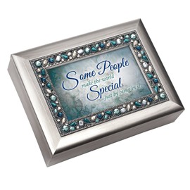 Cottage Garden Some People Make World Special Brushed Silvertone Jewelry Music Box Plays Wonderful World