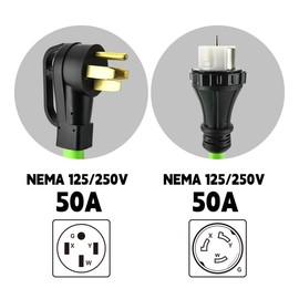 NEMA 14-50P to SS2-50R 50FT RV Generator Extension Cord 125/250V 50 Amp 14-50P Male Connector to SS2-50R Twist Lock Female RV Connector for RV EV Camper Generator