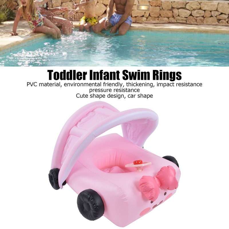 Car Shaped Babies Swim Float Boat Thickened Safe Pink Toddler