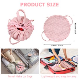 SENLINLIN Lazy Drawstring Makeup Bags, Hot Large-Capacity Travel Cosmetic Pouch, Portable Quick Pack Lazy Drawstring Cosmetic Bag Storage Organiser Handbag for Women Girl Travel Toiletry Gift