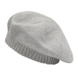 ZLYC Women Winter Berets Hat French Cashmere Warm Artist Classic Print Hat(Plain Gray)