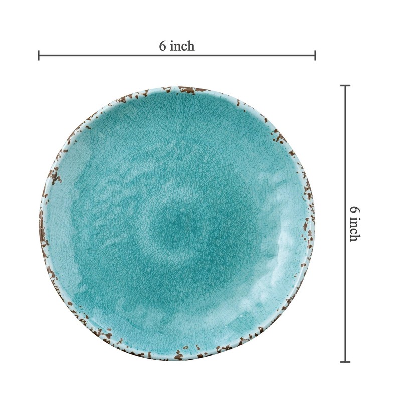 UPware 4-Piece Crackle 6 Inch Melamine Serving Plates/Appetizer Plates/Dessert Plates,
