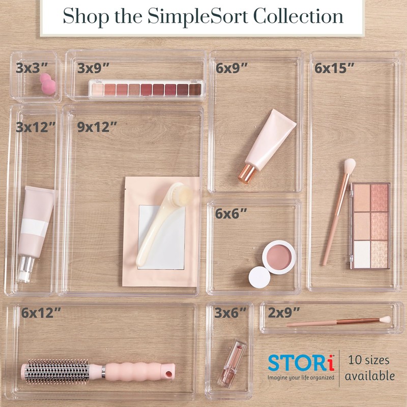 STORi SimpleSort 6-Piece Stackable Clear Drawer Organizer Set | 12"