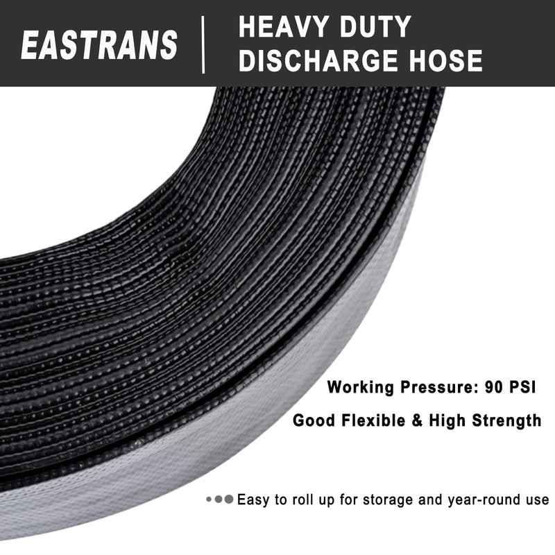 2" x 100' Black PVC Backwash and Discharge Hose for