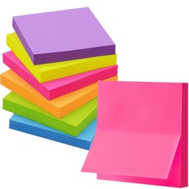 6 Pack Sticky Notes,3x3inch,Bright Colorful Self-Stick Note Pads Super Sticking Power for Office, Home, School, Meeting