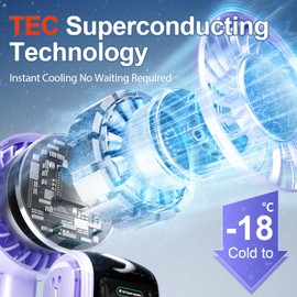 GZEduld Blows Cold Air Portable Handheld Fan with Stand & Lanyard, 5000mAh USB-C Rechargeable Battery, 12H/5-Speed LED Display Mini Fan for Travel Beach Cruise Concerts Outdoor Events(Fantasy Purple)