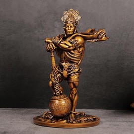 HYCOT+ Big Bahubali Hanuman Statue for Home Decor Marble & Resin Lord Hanuman Idol Bajrang Bali Statues for Temple Decoration Hanuman Murti Showpiece Item, Height 7.48 Inch, Antique