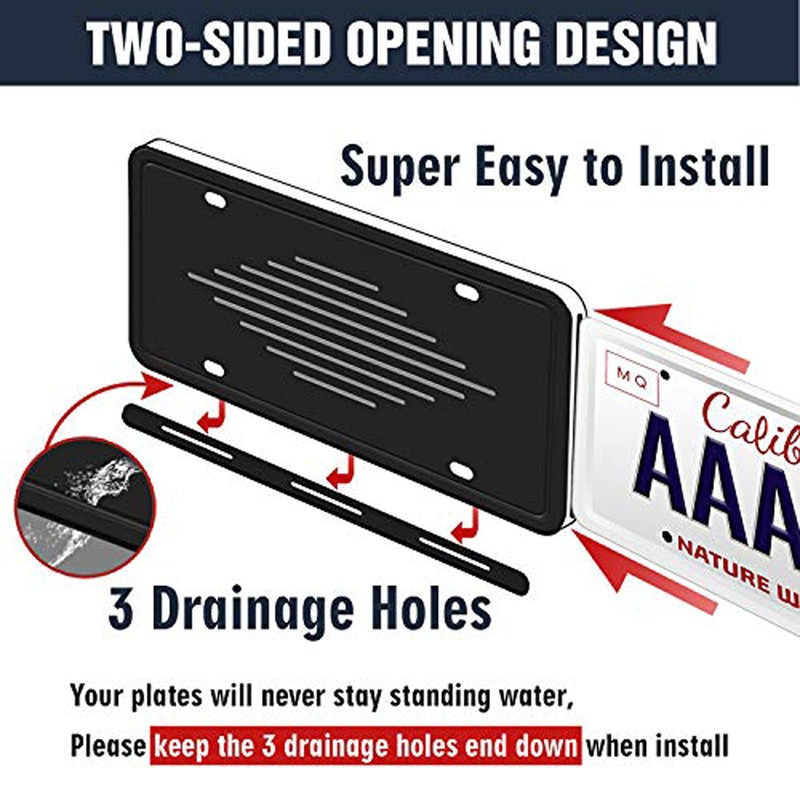Intermerge License Plate Frames, 2 Pack, Universal US Car Black
