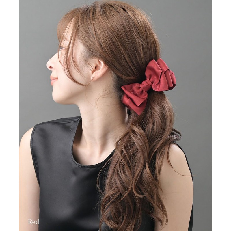 Vingtaine H-503-WI Voluminous Ribbon Banana Clip, Grosgrain, Hair Clip, Hair
