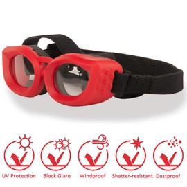 Dog Goggles Small Breed, UV/Wind/Dust/Fog Protection Pet Sunglasses with Adjustable Strap,Outdoor Dog Sunglasses for Small Dogs,Easy Wear