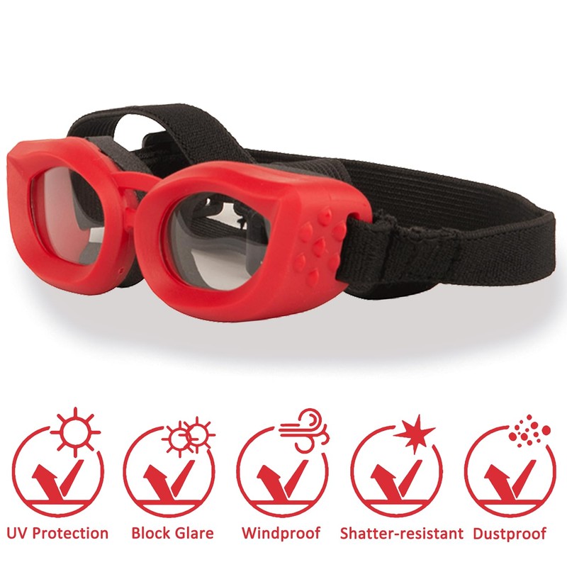 Dog Goggles Small Breed, UV/Wind/Dust/Fog Protection Pet Sunglasses with Adjustable
