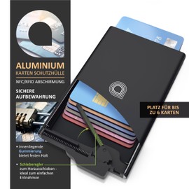 CSL RFID Blocker Card Case - Aluminium Protective Credit Card Case - NFC/RFID Shielding - for up to 6 Cards - Compact and Sturdy - Safe Storage - Black