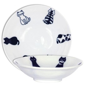 Made in Japan Japanese Soup Snack Rice Bowl 5.5"D x 1.5"H Porcelain Sitting Cat Made in Japan
