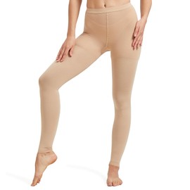 NURCOM Medical Compression Pantyhose for Women & Men, 15-20 mmHg Graduated Support Tights, Opaque Footless Waist High Compression Stockings for Varicose Veins, Edema, Poor Circulation, Post Surgery