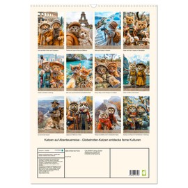 Cats on Adventure Journey - Globetrotter Cats Discover Distant Cultures (Wall Calendar 2026 DIN A2 High), CALVENDO Monthly Calendar