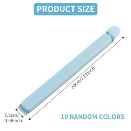 10 Pack Large Food Bag Clips, 20cm Long Bag Clips for Food Storage, Sturdy Plastic Food Clips Reusable Colorful Sealing Clips for Snack, Coffee, Home, Kitchen, Travel, Camping