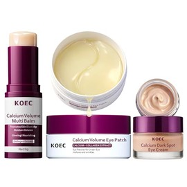 Barra de bálsamo múltiple de volumen de calcio + parche para debajo de los ojos 60ea + crema para ojos de calcio, estimulante de colágeno, suavizante de arrugas, reafirmante y hueco de los ojos