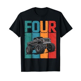 Kids I'm 4 This Is How I Roll Monster Truck 4th Birthday Boy T-Shirt