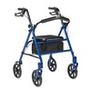 Drive Medical 10257BL-1 4 Wheel Rollator Walker With Seat, Steel